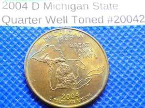 2004 Michigan State Washington Quarter Gold/Blue toned #20042 - Picture 1 of 2