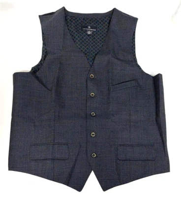 HART SCHAFFNER MARX MEN’S Plaid Suit VEST Navy = M - Image 1 of 3