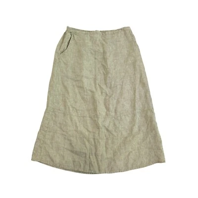 Maxi Falda LINO 100% Lino Verde Oliva Cintura Elástica Ligera M Lagenlook Foto 1 de 4