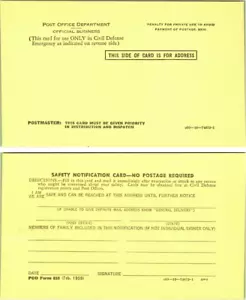 2 Cartoline Postali Evacuazione Notifica Sicurezza Civile modulo POD 810 Feb 1959 - Foto 1 di 3
