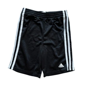 Youth Boys Adidas Three Stripe Mesh Black & White Athletic Shorts - Sz 5 - Picture 1 of 1