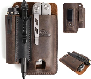 Topstache Leder Multitool Scheide Gürtelclip EDC Holster dunkelbraun - Bild 1 von 12
