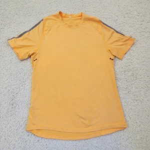 Lululemon Shirt Women Medium Orange Short Sleeve Zip Pocket Reflective Running - Picture 1 of 12