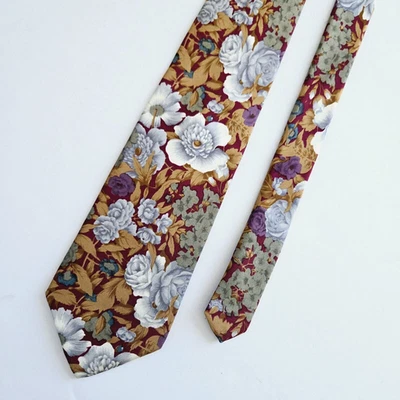 Corbata de seda vintage Lands End floral clásica preppy oficina cóctel cosida a mano EE. UU. Foto 1 de 4