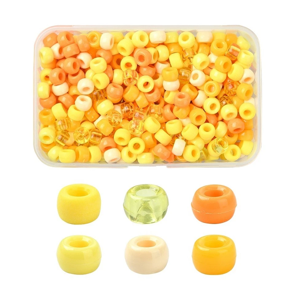120 x Pony Beads Plastic Barrel Beads Orange Yellow Mix - Image 1 of 1