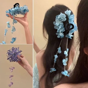 Chinese Style Hydrangea Flower Tassel Hair Clip Flower Tassel Hair Clip - Picture 1 of 12