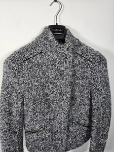 Whistles Biker Jacket UK 10 Grey Alpaca Wool Blend Short Full Zip Slim - Picture 1 of 19