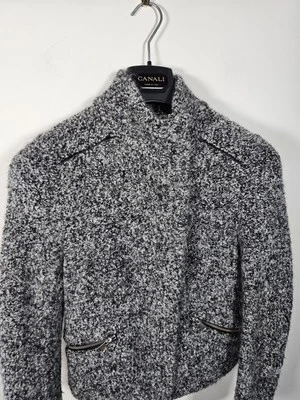 Whistles Biker Jacket UK 10 Grey Alpaca Wool Blend Short Full Zip Slim - Image 1 of 4