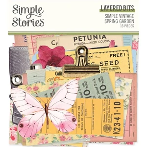 Simple Vintage SPRING GARDEN Layered Bits 13pc Scrapbook Simple Stories 21726 - Bild 1 von 2