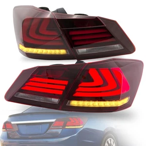 Red Full LED Tail Lights For Honda Accord 9th Gen Sedan 2013-2015 w/Sequential - Picture 1 of 9