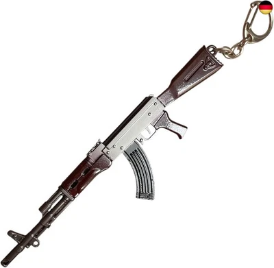 ADCSHOP Schlüsselanhänger AK47 aus Metall, 16 cm, Gewehr aus verchromter Z