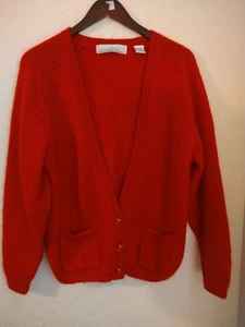 Maglione vintage Bramble Lane taglia media rosso cardigan bottoni mohair nonna - Foto 1 di 5