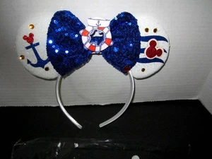 Disney Minnie Mouse Orejas Náuticas Lentejuelas Arco Estrás Totalmente Nuevo - Imagen 1 de 3