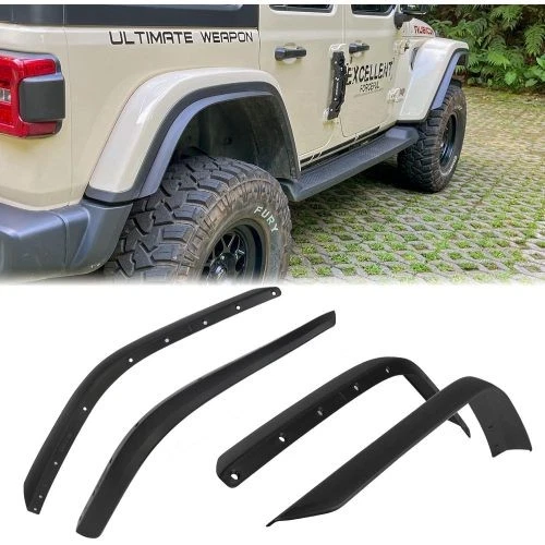 4PC Premium Steel Front+Rear Fender Flares Kit For 2018-2024 Jeep Wrangler JL Foto 1 de 4
