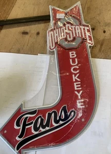 OHIO STATE BUCKEYES J ARROW METAL EMBOSSED SIGN 11.5" X 17.5" FANS GAMEROOM - Picture 1 of 1