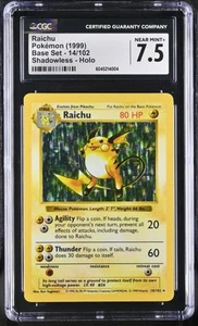 CGC 7.5 Raichu 1999 Base Set 14/102 Shadowless Holo Pokemon Card psa - Picture 1 of 2