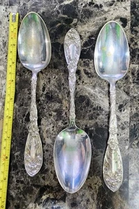 KONVOLUT 3 JUGENDSTIL um 1908 NARZISSE VERSILBERT "8" TISCH SERVIERLÖFFEL🍛🥄 - Bild 1 von 14