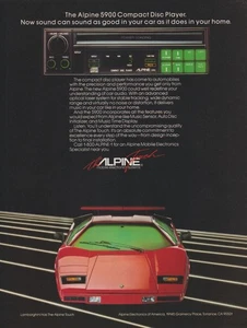 Reproductor de CD Alpine Car Stereo 5900 1985 - Lamborghini Countach S - Foto publicitaria impresa - Imagen 1 de 1