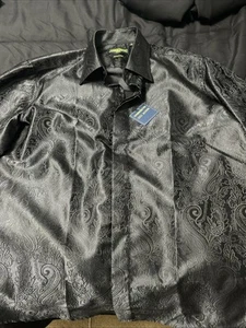 NEW INSERCH Mens Sport Paisley Premium Jacquard Fashion Shirt Regular Fit Blue - Picture 1 of 3