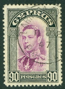 SG 162 Cyprus 1938. 90pi mauve & black. Very fine used - Picture 1 of 1