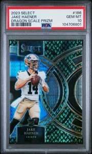 2023 Panini Select Jake Haener #186 Dragon Scale #15/70 Saints RC Prizm PSA 10 - Picture 1 of 2