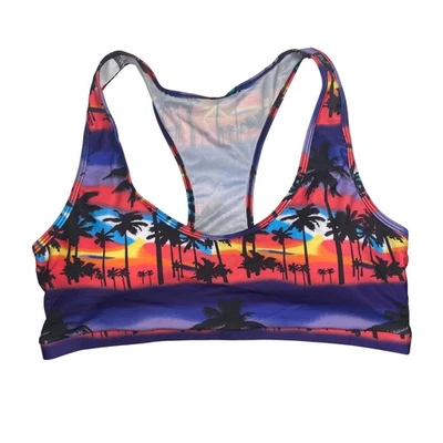 Traje de baño Top para mujer talla XL espalda deportiva acolchado bikini top palmera puesta de sol  Foto 1 de 3