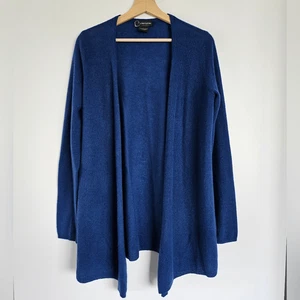 NWOT C by BLOOMINGDALE'S 100% 2-PLY Cashmere Open-Front Cardigan Sweater Blue S - Picture 1 of 10