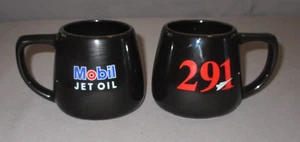 Lote de 2 tazas de té café cerámica negra Mobil Jet Oil 291 vintage usadas en excelente estado - Imagen 1 de 8