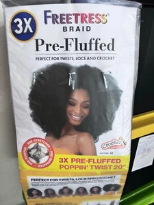 3x -Fluffed poppin twist 20 in Freetress Braid locs and crochet - Picture 1 of 3