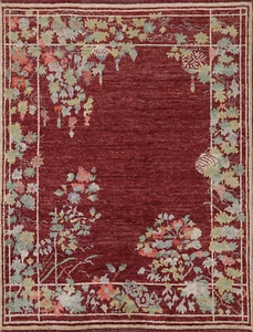 Alfombra de lana anudada a mano con tinte vegetal art deco china 4x5 - Imagen 1 de 19