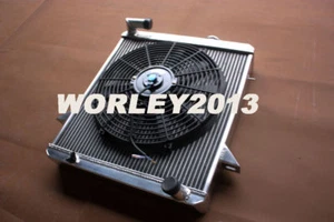 3 core aluminum radiator + fan for Triumph TR6 1975 1976 - Imagen 1 de 8