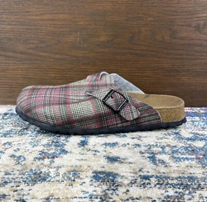 BIRKENSTOCK BIRKI'S BOSTON DAMEN US 9, 40 EU WOLLFILZ GRAU ROSA KARIERT CLOGS - Bild 1 von 13