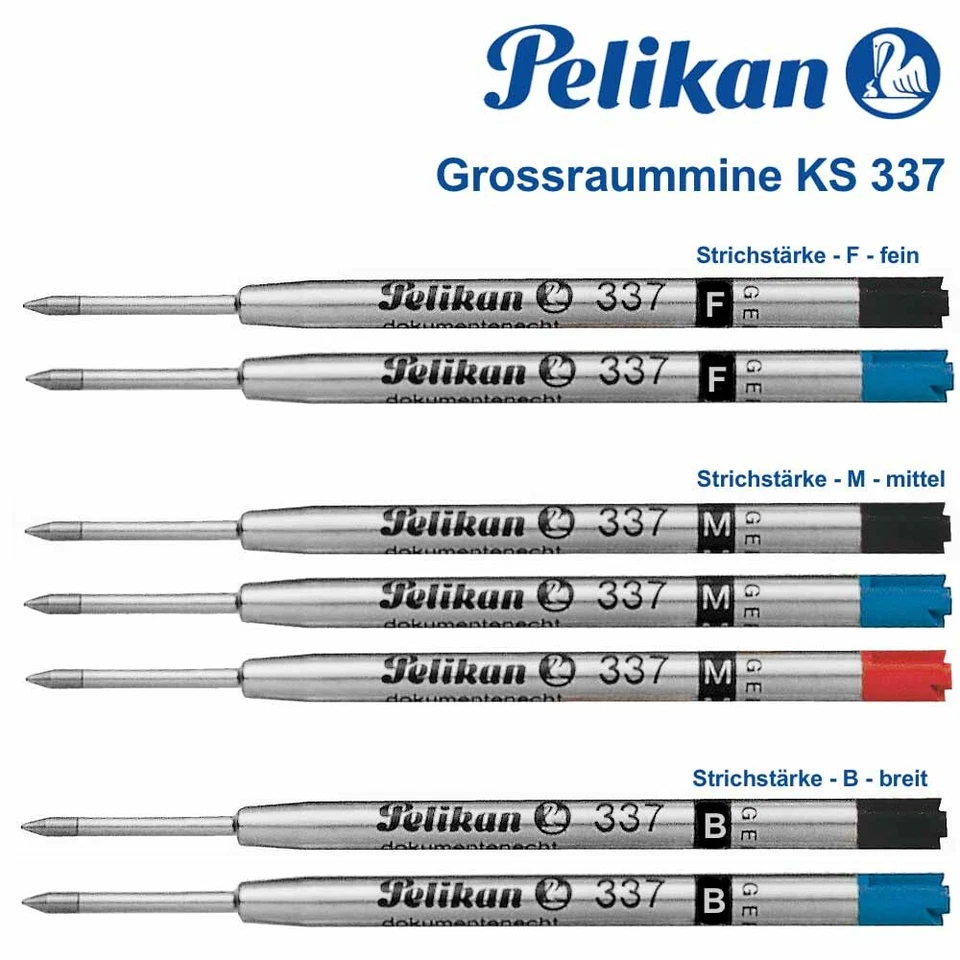 Pelikan Kugelschreiber Großraummine 337 KS Mine blau schwarz rot Stärke F M B - Bild 1 von 1