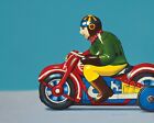 DANFORTH Tin Toy Motorcycle, 8x10 still life realistic original oil painting