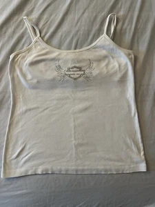 Harley-Davidson Women's Cami Tank Top Built in Bra White Sz XL Maryland - Picture 1 of 9