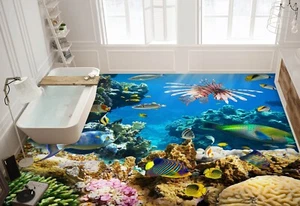 3D Farbe Fisch H1206 Fußboden Wandbild Fototapete Tapete Familie Honey 2023 - Picture 1 of 5