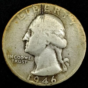 1946-P 25C Washington Quarter 90% Silver 20shr1221 - Picture 1 of 2