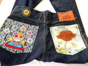 Yoropiko Greedy Genius Blue Jeans Las Vegas Selvedge Indigo Denim 34 Hip Hop - Picture 1 of 11