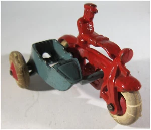 Vintage Gusseisen rot Motorrad Spielzeug-Beistellwagen 1930er 4" lang 2-1/2" hoch 5999 - Bild 1 von 4