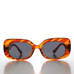 Mod Rectangular Brown Tortoise Vintage Sunglasses Gray Lens -Tuttie - Picture 1 of 3