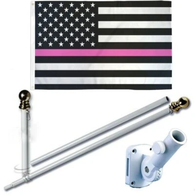 Thin Pink Line USA 3 x 5 FT Flag + 6 Ft Spinning Tangle Free Pole + Bracket - Image 1 of 4