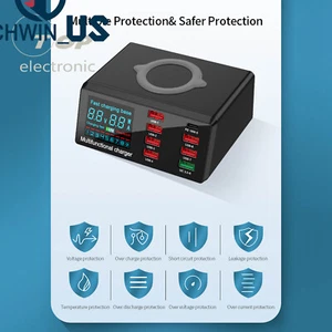 8 USB Ports Charging Dock Station Multi-function X9 Wireless Fast Charger 100W - Photo 1 sur 28