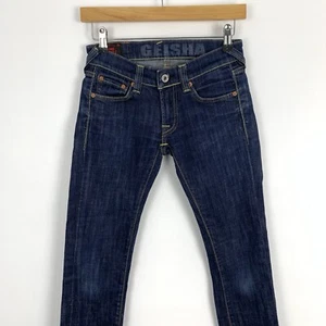 Evisu Geisha Jeans Womens 24 Blue Denim Skinny Low Rise Retro Y2K Skinny W26 L28 - Picture 1 of 20