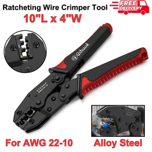 Crimping Tool Insulated Wire Crimper Pliers Connectors Ratcheting Butt Terminals - Picture 1 of 8