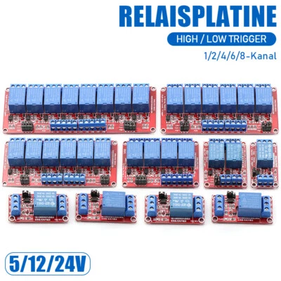 1/2/4/6/8-Kanal Relais Modul 5V 12V 24V Optokoppler Relaiskarte Relaisplatine - Bild 1 von 4