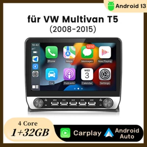 Radio de coche Android 13 Carplay GPS Navi WIFI BT SWC 32G para VW Multivan T5 08-2015 - Imagen 1 de 18