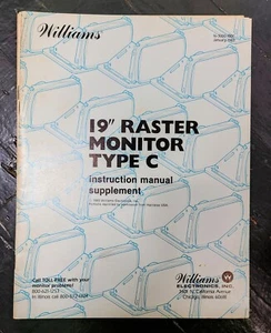 19" Raster Monitor Type C Instruction Manual Supplement, Williams 1983 - Picture 1 of 1