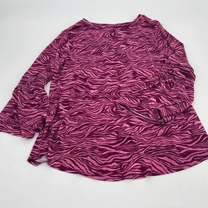 Elle Womens Blouse Small Zebra Print Purple Casual Bell Sleeve Top Stretch Knit - Picture 1 of 10