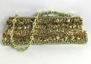 JoyMax Collection Gold Sequence Barrel Clutch Handtasche Kette Riemen und Griff - Bild 1 von 6