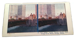 Stereoview Chicago Link Bridge 1925 #45 A.C. Co. - Imagen 1 de 5